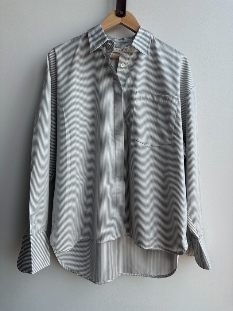 Nwt Af Agger Egyptian Cotton Poplin Shirt & Shorts Set Gray White Stripe Size 1 — image 2 of 8